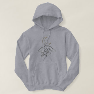 Minimalistisk Hoodie med Berg och Månlinjekonst