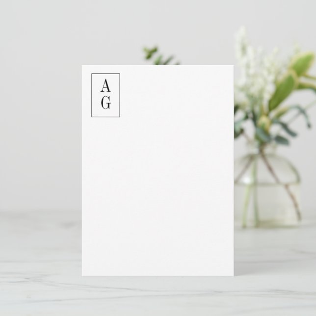 Minimalistisk hörnmonogram Initialer-Professionell Anteckningskort (Stående Fram)