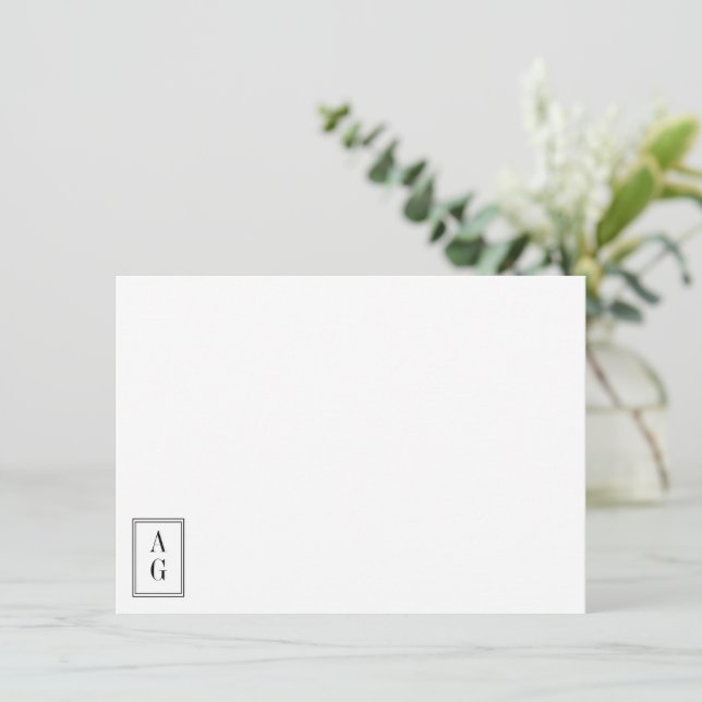 Minimalistisk hörnmonogram initialer stilfull chic anteckningskort (Stående Fram)