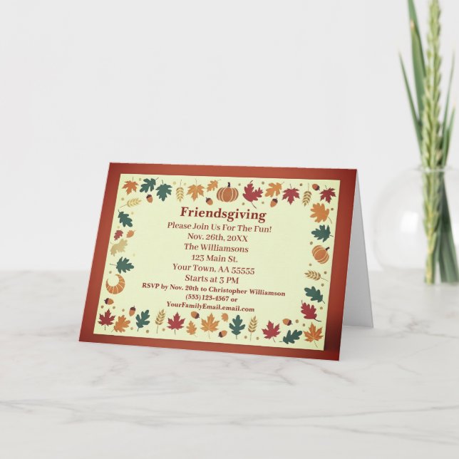 Minimalistisk höst Friendsgiving Anpassad kort (Framsida)