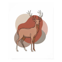 Minimalistisk höst hjort botanisk illustration