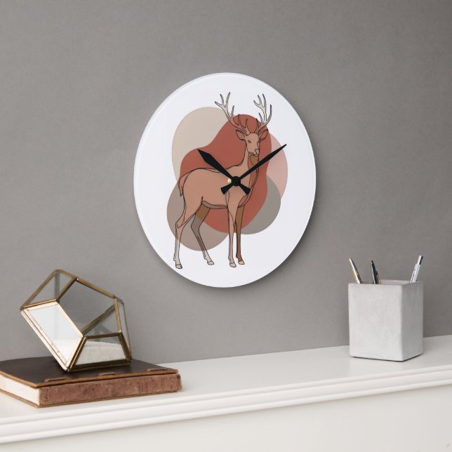 Minimalistisk höst hjort botanisk illustration stor klocka (Kontor)