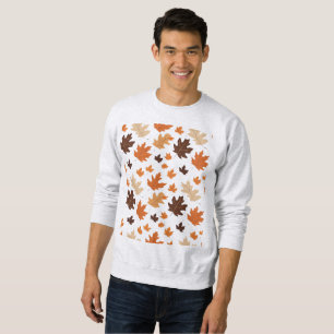 Minimalistisk höst Löv Mönster Hoodie - Mysigt fal Lång Ärmad Tröja