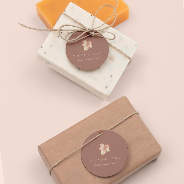 Minimalistisk Höstblad Tack Gåvor Etiketter (Skapare uppladdad)