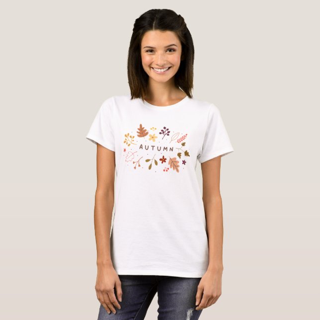 Minimalistisk höstBlommigt T-Shirt (Hel framsida)