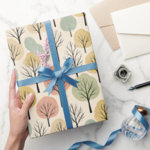 Minimalistisk höstskog för fall Träd Mönster Presentpapper