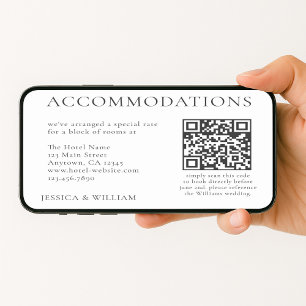 Minimalistisk hotellackommodation QR-kod för bröll Kort