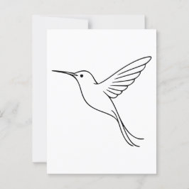 Minimalistisk hummingbird Line Art under flygning Vykort