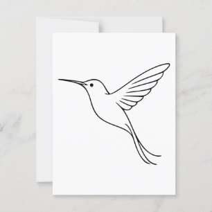 Minimalistisk hummingbird Line Art under flygning Vykort