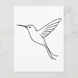 Minimalistisk hummingbird Line Art under flygning Vykort