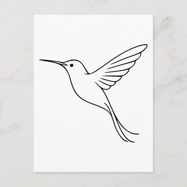 Minimalistisk hummingbird Line Art under flygning Vykort (Framsida)