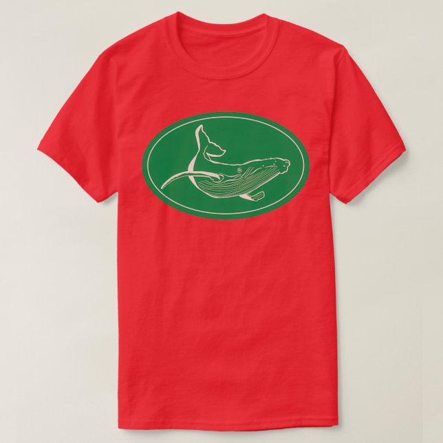 Minimalistisk Humpback Whale-Grönt och vit T Shirt (Design framsida)