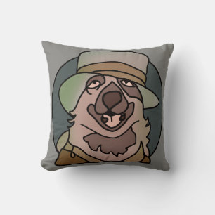Minimalistisk Hund GrandPa med Coola Hat Funny Kudde