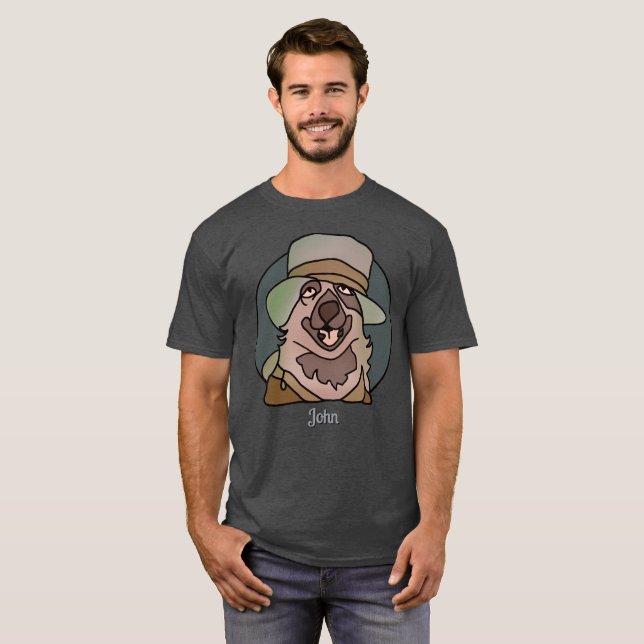 Minimalistisk Hund GrandPa med Coola Hat | Funny T Shirt (Hel framsida)