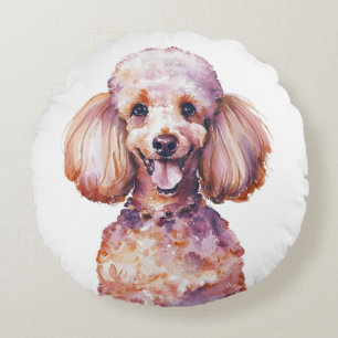 Minimalistisk Hund i Pudel inspirerad Rund Kudde