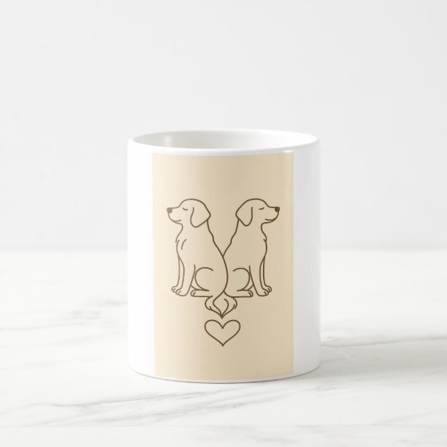 Minimalistisk hund linjekonst mugg  (Center)