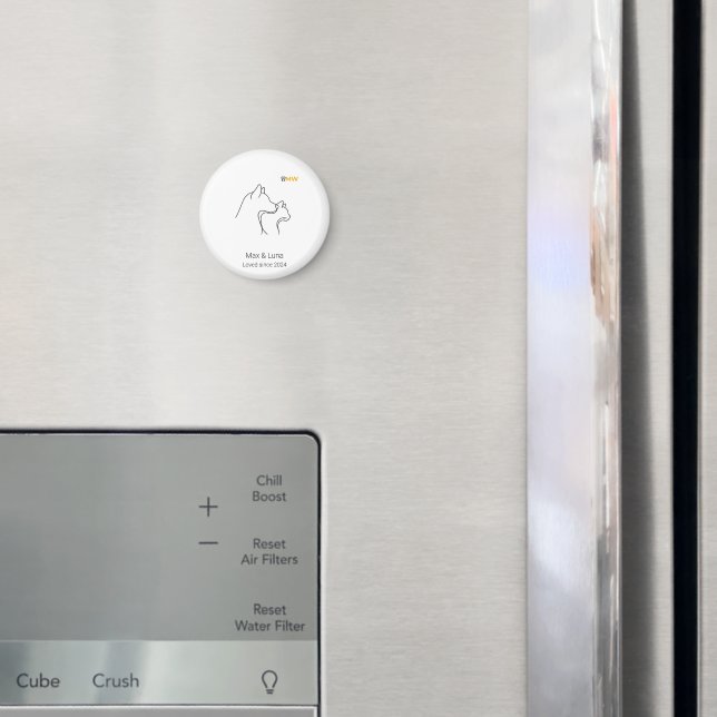 Minimalistisk hund- och kattlinjekonst Anpassat na Magnet (In Situ (Fridge))