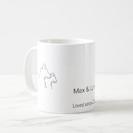 Minimalistisk hund- och kattlinjekonst med anpassa kaffemugg