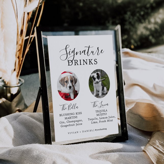 Minimalistisk Hund Photo Namnteckning Drinks-tecke Poster (Skapare uppladdad)