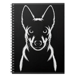 Minimalistisk Hund Silhouette på svart Anteckningsbok