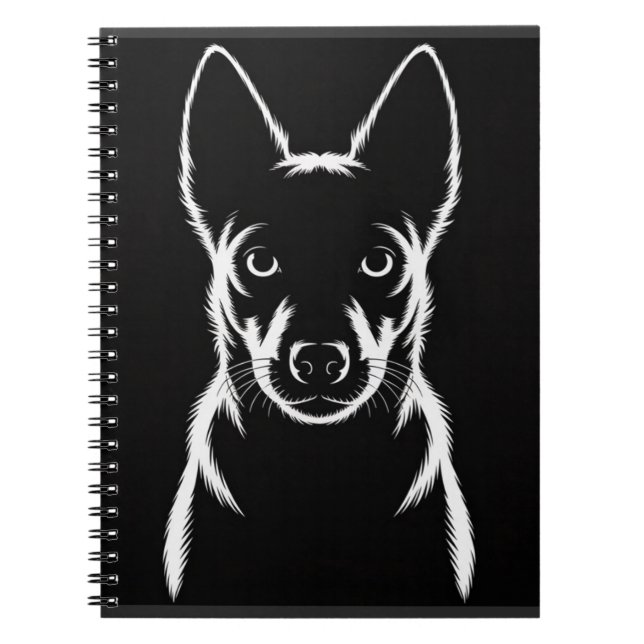 Minimalistisk Hund Silhouette på svart Anteckningsbok (Framsidan)