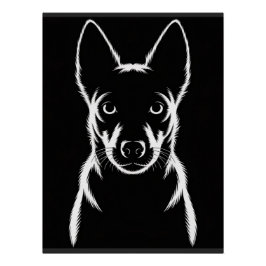 Minimalistisk Hund Silhouette på svart Perfect Poster