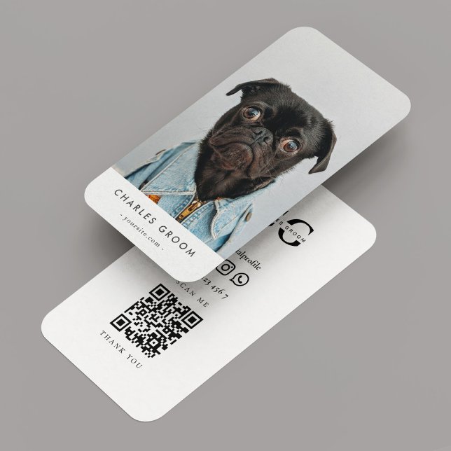 Minimalistisk Hund Sitter Trainer Groomer Expert P Visitkort (Minimalist Dog Sitter Trainer Groomer Expert PugQr Business Card
)