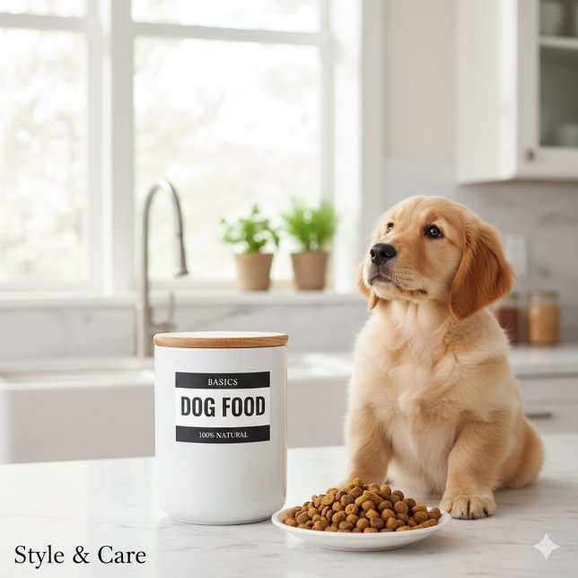 Minimalistisk hundfoderetikett för behållare mat etiketter (Minimalist DOG FOOD Label for Containers)