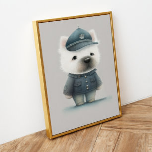 Minimalistisk hundkonst: Pudelpolisman Poster