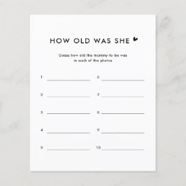 Minimalistisk Hur gammal var hon Baby Shower-spel 