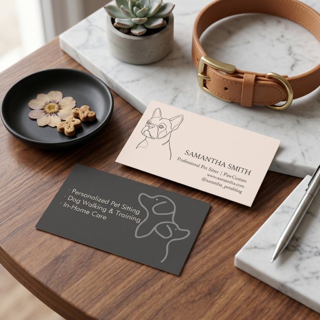Minimalistisk Husdjurs-sittar-kort | Tyst Lyx Visitkort (Minimalist Pet Sitter Business Card | Quiet Luxury)