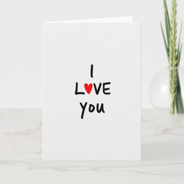 Minimalistisk I Love You Hjärtmatta Kort (Framsida)