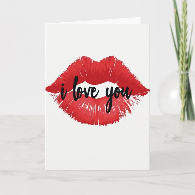 Minimalistisk I Love You Läppkort Kort (Framsida)