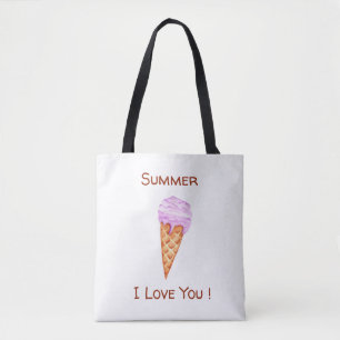 Minimalistisk Ice Cream I Love You-handväskan Tygkasse