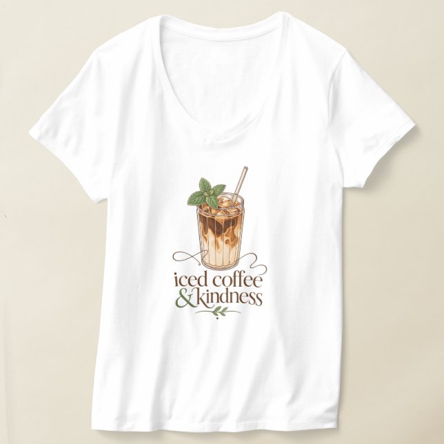 Minimalistisk Iced Coffee och Vänlighet T-Shirt  (Laydown)