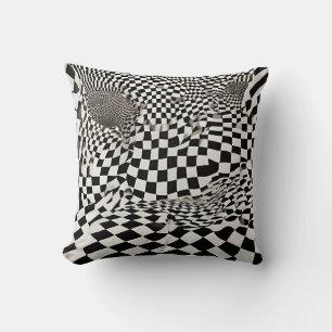 Minimalistisk illusion: Twisting Checkerboard Möns Kudde