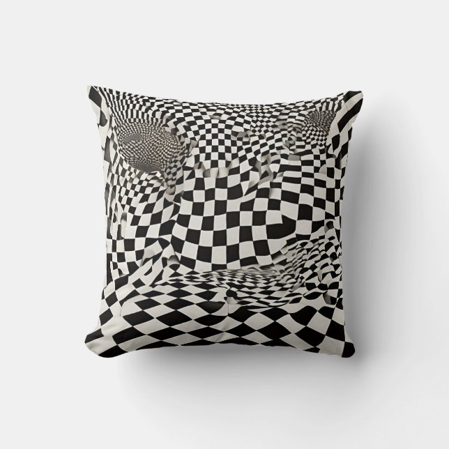 Minimalistisk illusion: Twisting Checkerboard Möns Kudde (Framsida)