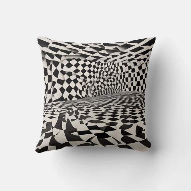 Minimalistisk illusion: Twisting Checkerboard Möns Kudde (Baksida)