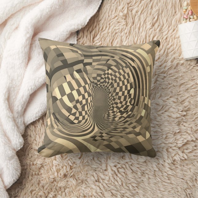 Minimalistisk illusion: Twisting Checkerboard Möns Kudde (Filt)