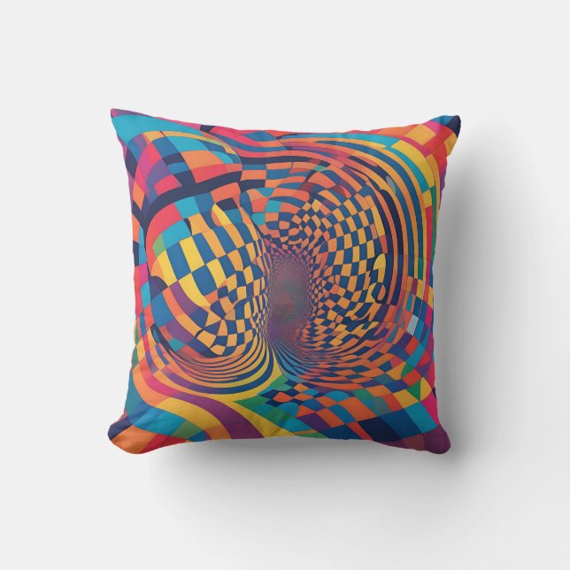 Minimalistisk illusion: Twisting Checkerboard Möns Kudde (Framsida)