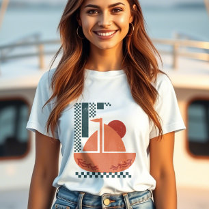 Minimalistisk illustration av båt t shirt