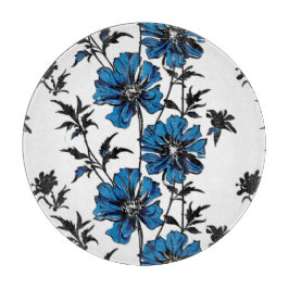 Minimalistisk illustration av blått och svart blom