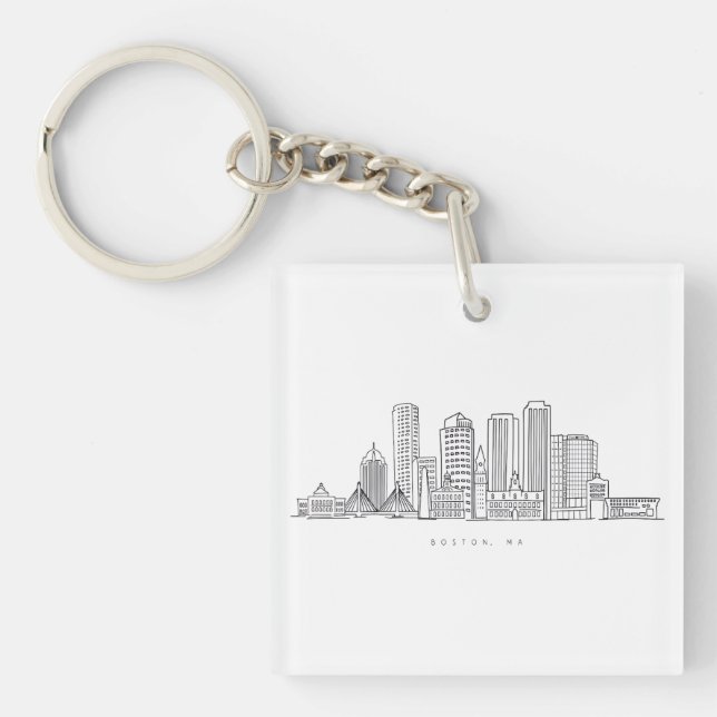 Minimalistisk illustration av Boston City Skyline (Framsidan)