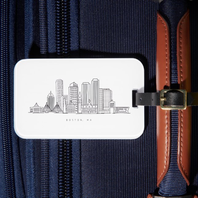 Minimalistisk illustration av Boston Citys siluett Bagagebricka (Framsida Insitu 4)