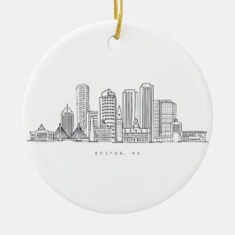 Minimalistisk illustration av Boston Citys siluett Julgransprydnad Keramik