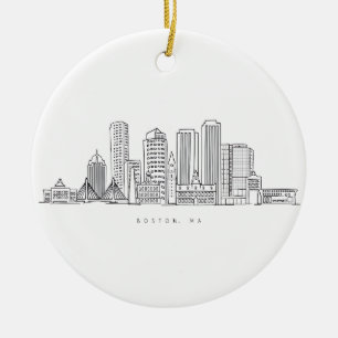Minimalistisk illustration av Boston Citys siluett Julgransprydnad Keramik
