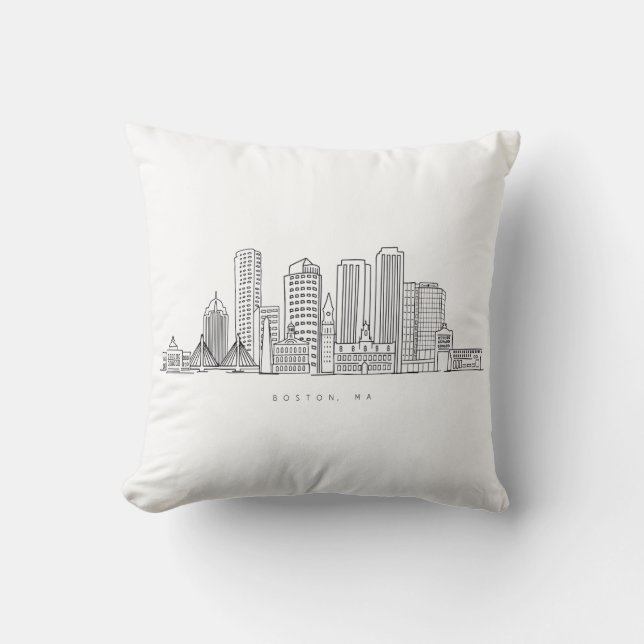 Minimalistisk illustration av Boston Citys siluett Kudde (Framsida)