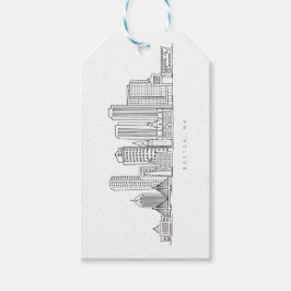 Minimalistisk illustration av Boston Citys siluett Presentetikett