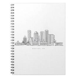 Minimalistisk illustration av Bostons stadssiluett Anteckningsbok