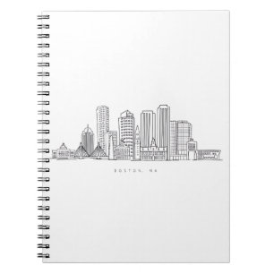 Minimalistisk illustration av Bostons stadssiluett Anteckningsbok